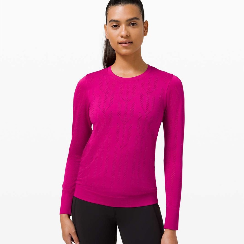 Lululemon Swiftly Long Sleeve Top Fletching Lines Ripened Raspberry Size 4